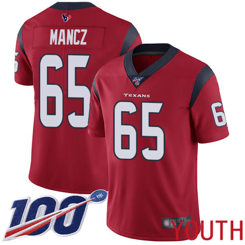 Houston Texans Limited Red Youth Greg Mancz Alternate Jersey NFL Football 65 100th Season Vapor Untouchable